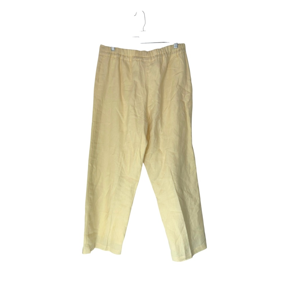 Soft Surroundings Yellow Linen Blend Cropped‎ Pants Women's Medium Elastic Waist